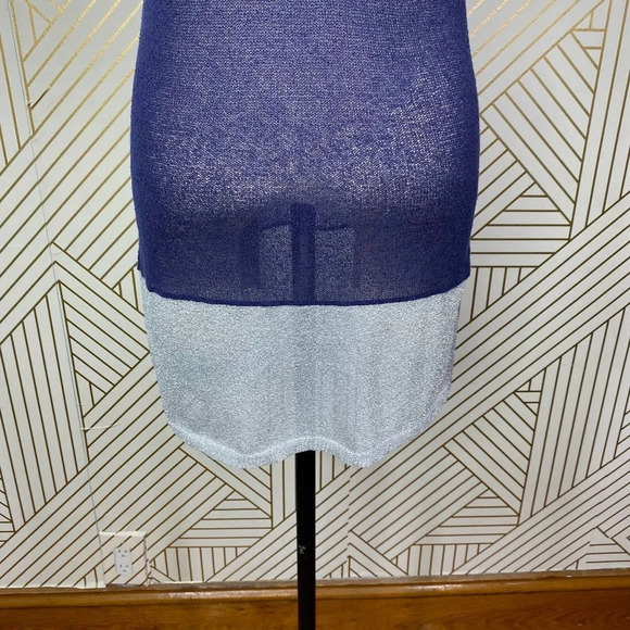 Qi Knit Tank Top Tunic Navy Blue Silver - Picture 9 of 11